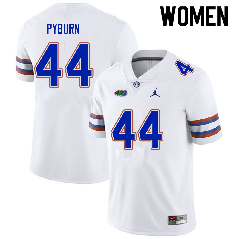 Women #44 Jack Pyburn Florida Gators College Football Jerseys Sale-White - Click Image to Close